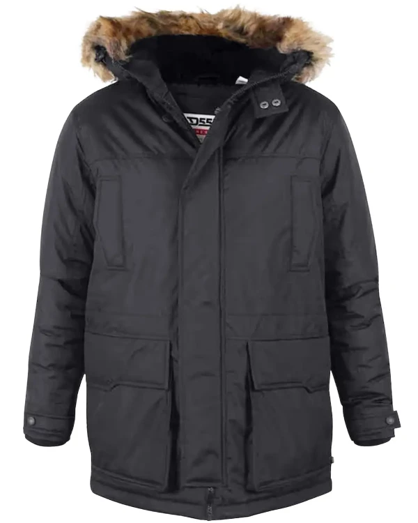 duza czarna kurtka parka 7xl