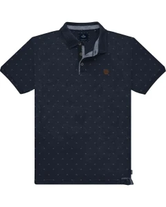 Duża męska koszulka polo delikatny wzór Double Urban Outfitters PS-3081 granatowa