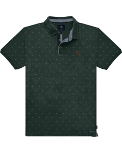 Duża męska koszulka polo delikatny wzór Double Urban Outfitters PS-3081 ciemnozielona