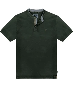 Duża męska koszulka polo na stójce gładka Double Urban Outfitters PS-3083 ciemnozielona