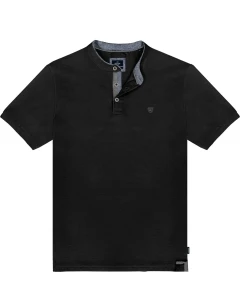Duża męska koszulka polo na stójce gładka Double Urban Outfitters PS-3083 czarna