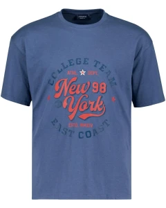 Duży męski t-shirt koszulka z nadrukiem Adamo 131612-350 ciemnoniebieska
