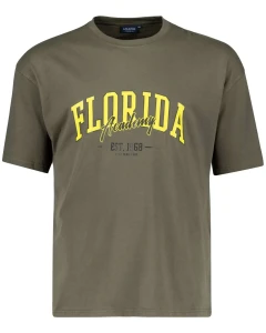 Duży męski t-shirt koszulka z nadrukiem Florida Adamo 131613-430 khaki