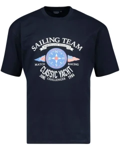 Duży męski t-shirt koszulka z nadrukiem Adamo 131611-360 granatowa