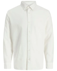Duża męska gładka koszula z lnem długi rękaw Jack & Jones 12288651 biała