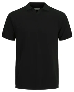 Duża męska koszulka z kołnierzykiem polówka dzianinowa krótki rękaw Jack & Jones 12295960 czarna