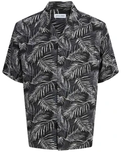 Duża męska wzorzysta koszula z krótkim rękawem Jack & Jones 12294290 czarna