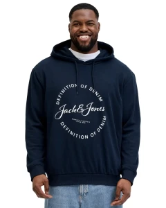 Duża męska bluza wkładana przez głowę z kapturem Jack & Jones 12294495 granatowa