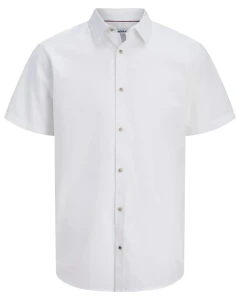 Duża męska gładka koszula z krótkim rękawem Jack & Jones 12289572 biała