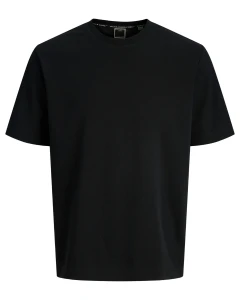 Duża męska koszulka z krótkim rękawem t-shirt gładki Jack & Jones 12297258 czarny