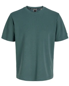 Duża męska koszulka z krótkim rękawem t-shirt gładki Jack & Jones 12297258 zielono-morski