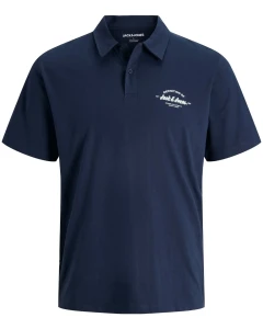 Duża męska koszulka polo z kołnierzykiem Jack & Jones 12289682 granatowa  