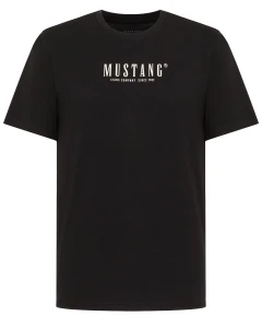 Duża męska koszulka krótki rękaw t-shirt  z napisem Mustang 1017393-4142 czarny