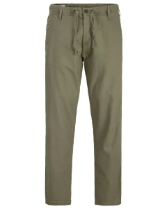 Duże męskie spodnie chinosy z lnem Jack & Jones  12278698 zielone