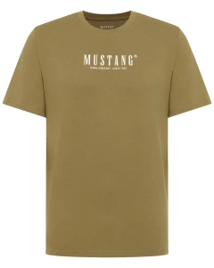 Duża męska koszulka krótki rękaw t-shirt  z napisem Mustang 1017393-6292 khaki