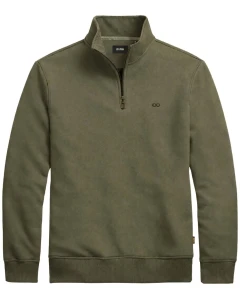 Duża męska bluza na krótki zamek ze stójką Double Urban Outfitters MTOP-1031 zielonoszara