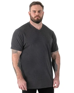 Duża koszulka męska z dekoltem w serek Duke D555 Signature V-neck ciemnoszara