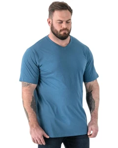 Duża koszulka męska z dekoltem w serek Duke D555 Signature V-neck teal