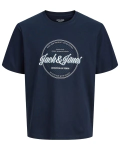 Duża męska koszulka z nadrukiem t-shirt Jack & Jones 12294516 granatowa