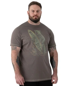 Duży męski t-shirt z nadrukiem koszulka z krótkim rękawem Austin Duke D555 khaki