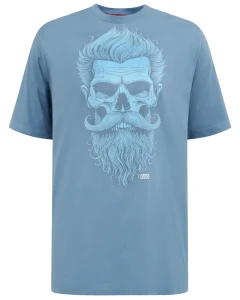 Duży męski t-shirt z efektownym nadrukiem Miller Duke D555 jasnoturkusowy