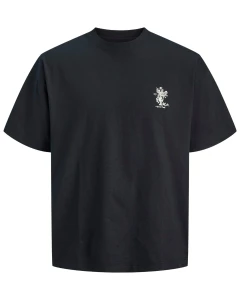 Duża męska koszulka krótki rękaw t-shirt z nadrukiem na plecach Jack & Jones 12299037 czarny