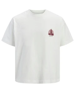 Duża męska koszulka krótki rękaw t-shirt z nadrukiem na plecach Jack & Jones 12299037 biały