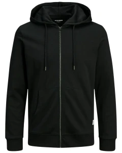 Duża męska gładka bluza rozpinana z kapturem Jack & Jones 12182493 czarna