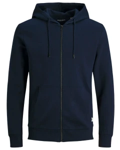 Duża męska gładka bluza rozpinana z kapturem Jack & Jones 12182493 granatowa