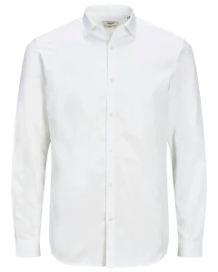 Duża męska koszula z długim rękawem gładka Jack & Jones 12235157 biała