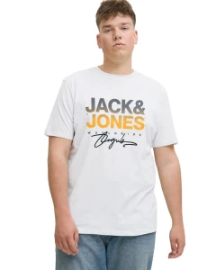 Duża męska koszulka krótki rękaw t-shirt z nadrukiem Jack & Jones 12282185 biały
