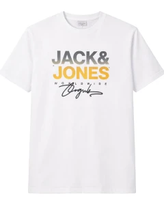 Duża męska koszulka krótki rękaw t-shirt z nadrukiem Jack & Jones 12282185 biały