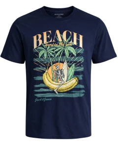 Duża męska koszulka krótki rękaw t-shirt z nadrukiem Jack & Jones 12295990 granatowy
