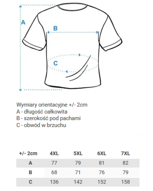 tabela wymiarow t-shirt xxl