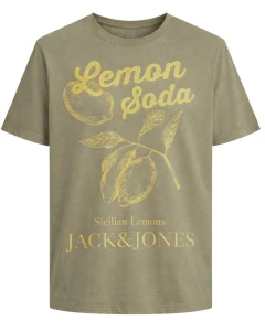 Duża męska koszulka krótki rękaw t-shirt z nadrukiem Jack & Jones 12295985 khaki