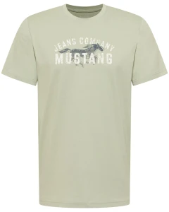 Duży t-shirt koszulka męska z nadrukiem Mustang 1017764-6451 jasnozielona