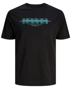 Duża męska koszulka krótki rękaw t-shirt z nadrukiem Jack & Jones 12302399 czarny