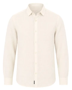 Duża męska koszula długi rękaw gładka lniana Double Urban Outfitters GS-5190 biała