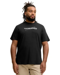 Duża męska koszulka t-shirt z nadrukiem Jack & Jones 12302398 czarny 