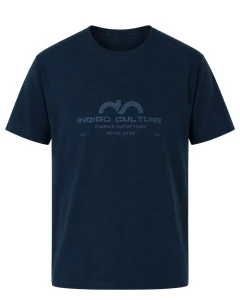 Duża męska koszulka z nadrukiem krótki rękaw t-shirt Double TS-9124 granatowy