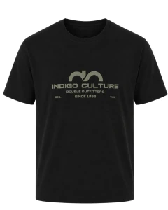 Duża męska koszulka z nadrukiem krótki rękaw t-shirt Double TS-9124 czarny