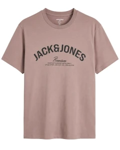 Duża męska koszulka t-shirt z napisem Jack & Jones 12302520 wrzosowy