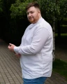 duza meska biala koszula len bawelna