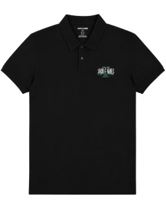 Duża męska koszulka polo z kołnierzykiem Jack & Jones 12299527 czarna