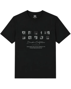 Duża męska koszulka krótki rękaw t-shirt Double Urban Outfitters TS-9131 czarny