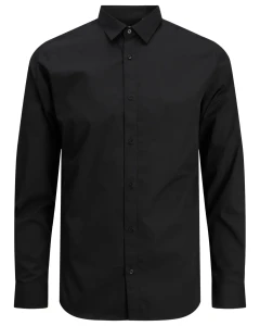 Duża męska gładka koszula długi rękaw Jack & Jones 12200623 czarna