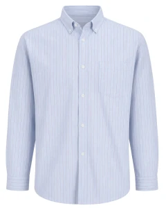 Duża koszula męska w delikatne paski długi rękaw Jack & Jones 12291898 błękitna