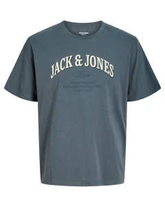 Duży męski t-shirt koszulka z nadrukiem krótkim rękawem Jack & Jones 12299530 szara
