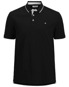 Duża męska polówka koszulka z kołnierzykiem Jack & Jones 12143859 czarna 