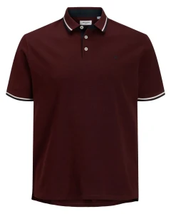 Duża męska polówka koszulka z kołnierzykiem Jack & Jones 12143859 bordowa
